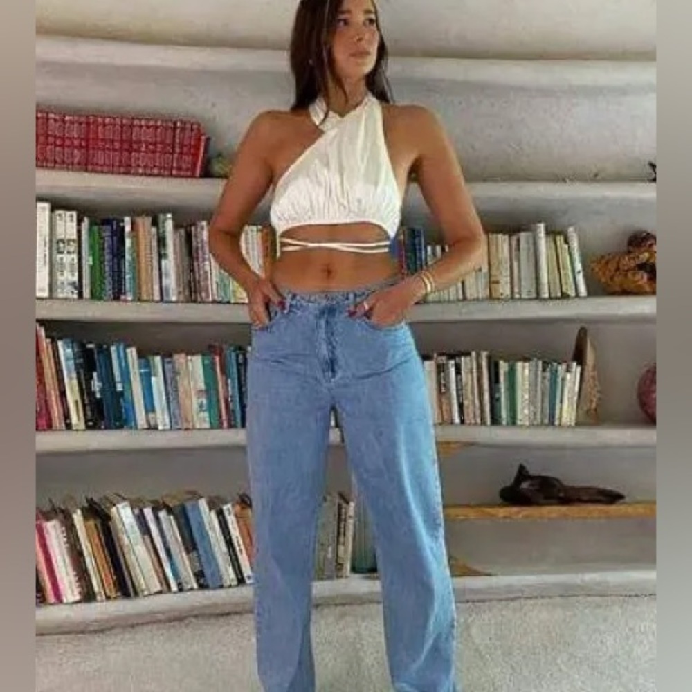 Danielle Bernstein - HIGH NECK STRETCH CHARMEUSE HALTER TOP